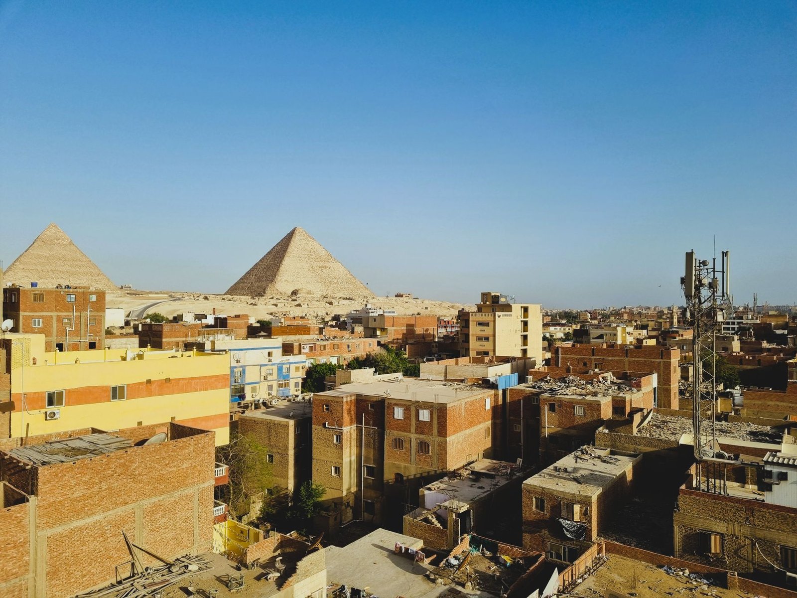 Aerial view of the Giza pyramids